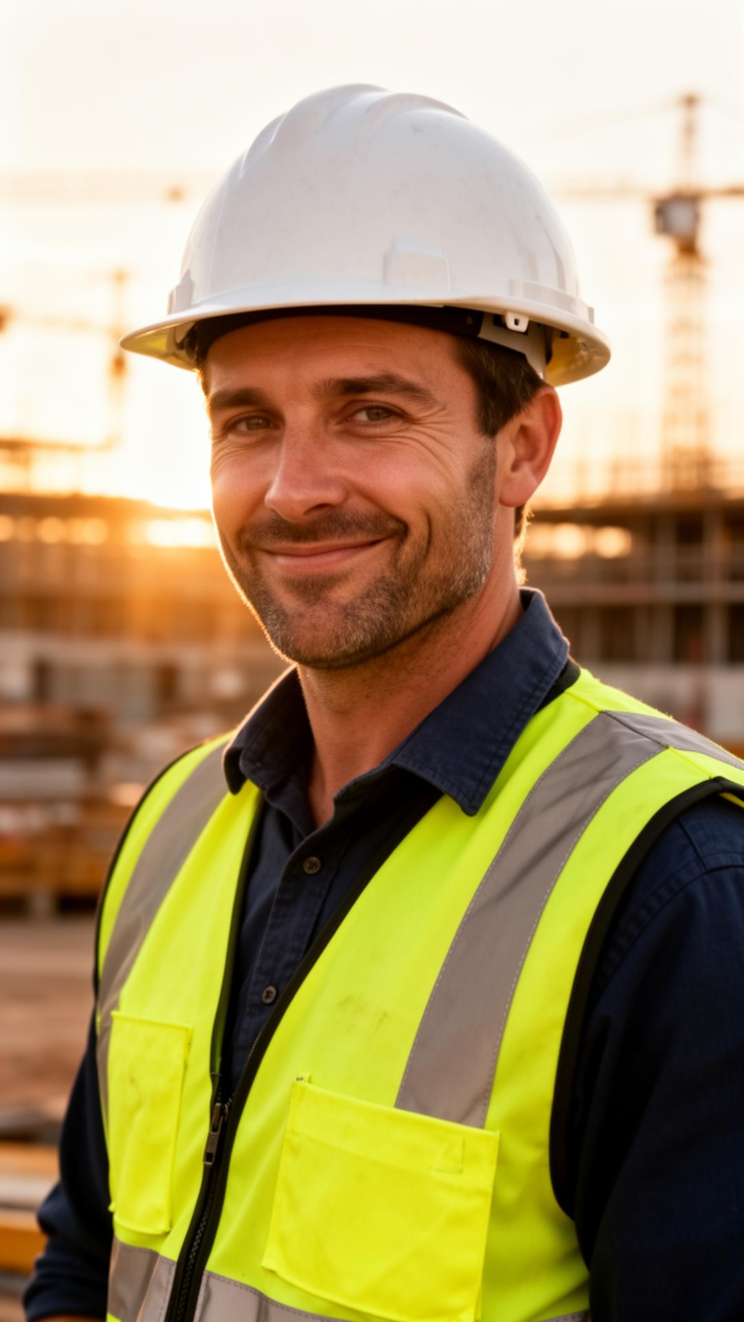 Confident Australian construction worker on site